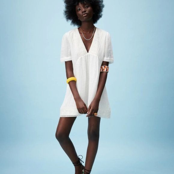 Zara Dresses & Skirts - Zara White Eyelet Mini Dress